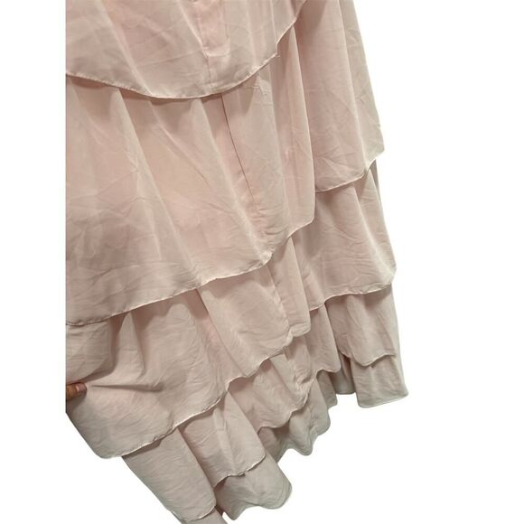 Ieena for Mac Duggal Pink Tiered High Neck Gown W/ Cut Outs - Size 0 - NWT - Picture 7 of 7